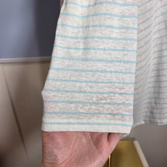 Lane Bryant 22/24 White Black Striped 3/4 sleeve Linen Blend Lightweight Tee - Picture 5 of 11